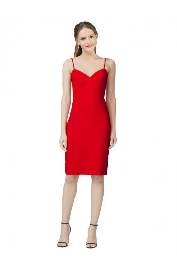 Sleeveless Sweetheart Stretch Crepe Red Cocktail Length Formal Evening Gown / Prom Dress / Bridesmaid Dress Bath