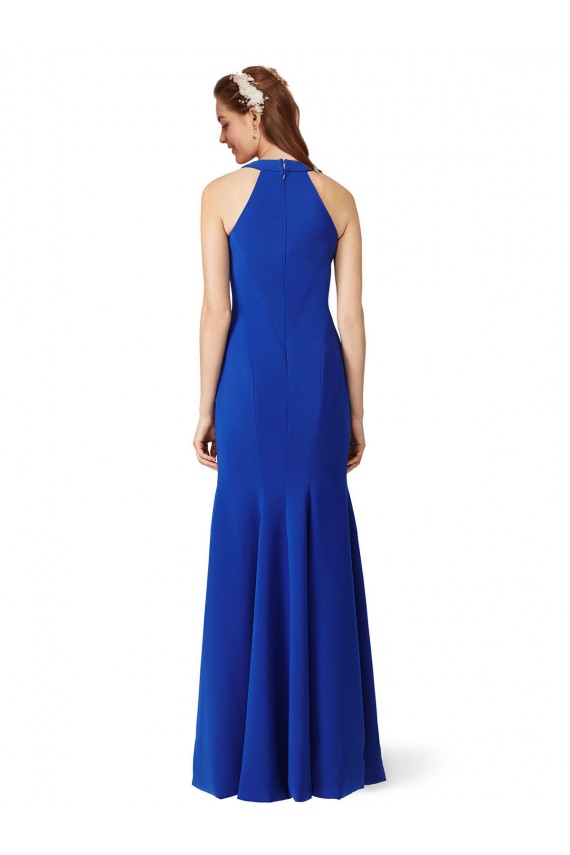 Sleeveless V-Neck Stretch Crepe Royal Blue Long Formal Evening Gown / Prom Dress / Bridesmaid Dress Bath