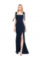 Sleeveless Spaghetti Straps Stretch Crepe Dark Navy Long Semi Formal Evening Dress / Prom Dress / Bridesmaid Dress Bath