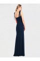 Sleeveless Spaghetti Straps Stretch Crepe Dark Navy Long Semi Formal Evening Dress / Prom Dress / Bridesmaid Dress Bath