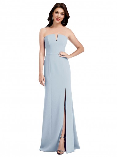 Sleeveless Strapless Stretch Crepe Light Sky Blue Long Bridesmaid Dress / Evening Dress Bath