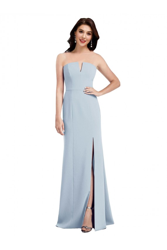 Sleeveless Strapless Stretch Crepe Light Sky Blue Long Bridesmaid Dress / Evening Dress Bath
