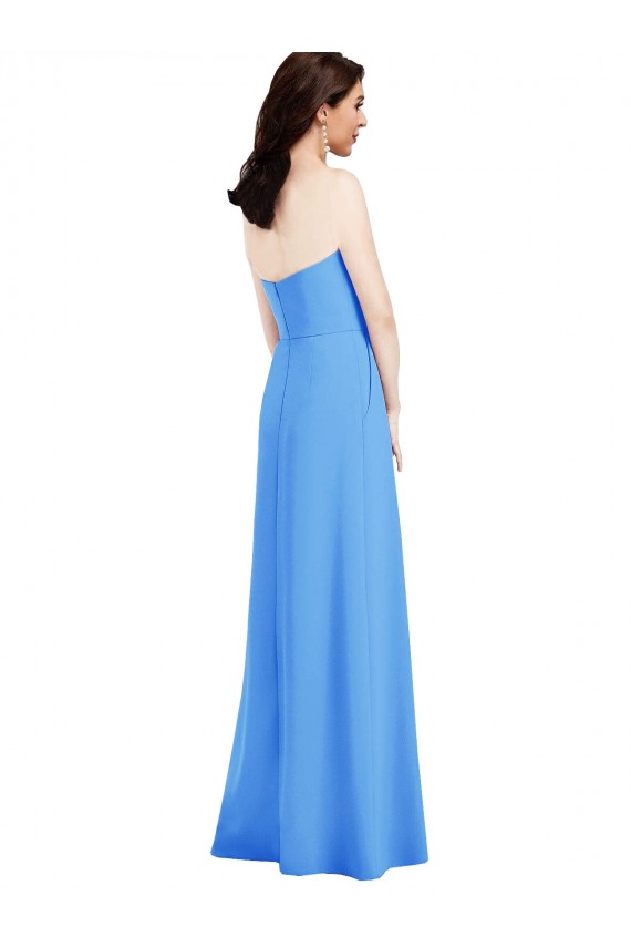 Sleeveless Strapless Stretch Crepe Peacock Blue Long Semi Formal Evening Dress / Prom Dress / Bridesmaid Dress Bath