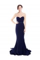 Sleeveless Strapless Stretch Crepe Dark Navy Mermaid Sweep Train Semi Formal Evening Dress / Prom Dress / Bridesmaid Dress Bath