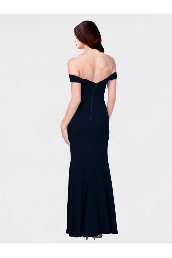 Sleeveless Off the Shoulder Stretch Crepe Ivory Long Formal Dress / Bridesmaid Dress Bath