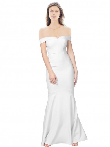 Sleeveless Off the Shoulder Stretch Crepe Ivory Long Formal Dress / Bridesmaid Dress Bath