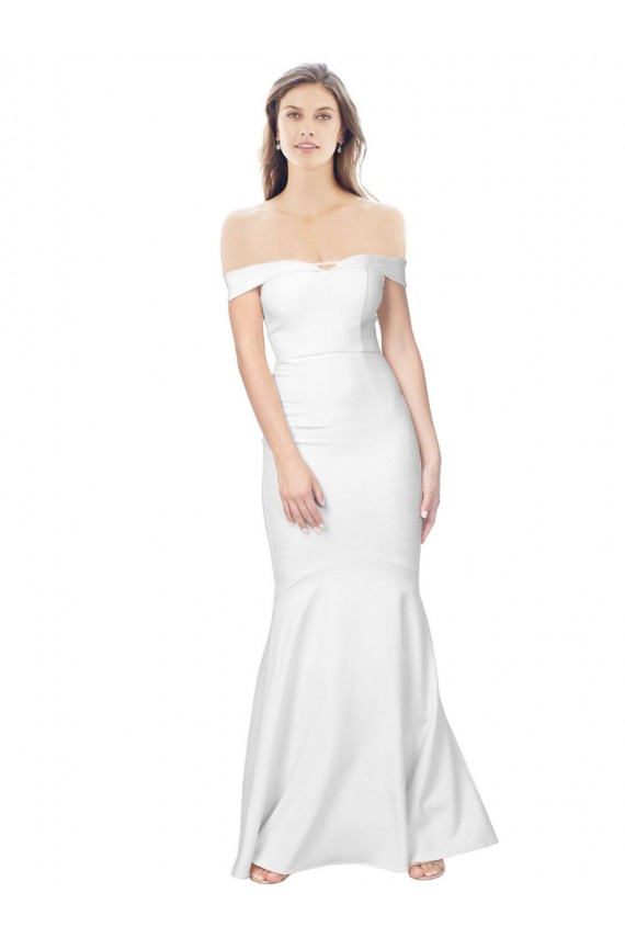 Sleeveless Off the Shoulder Stretch Crepe Ivory Long Formal Dress / Bridesmaid Dress Bath
