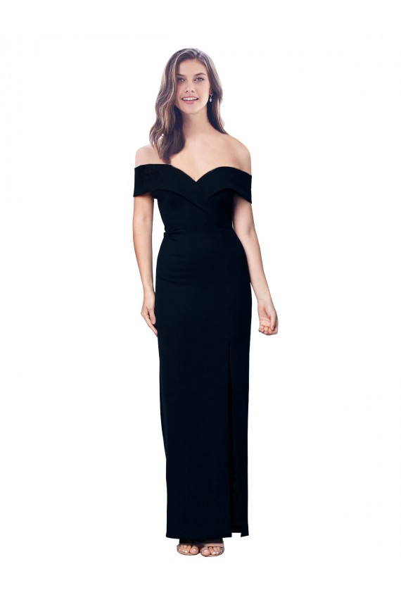 Sleeveless Sweetheart Stretch Crepe Black Long Formal Dress / Bridesmaid Dress Bath