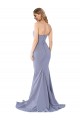 Sleeveless Strapless Stretch Crepe Smoke Blue Long Formal Evening Gown / Prom Dress / Bridesmaid Dress Bath