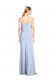 Sleeveless High Neck Stretch Crepe Light Sky Blue Sheath Long Formal Dress / Bridesmaid Dress Bath