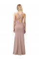 Sleeveless High Neck Stretch Crepe Dusty Pink Sheath Long Prom Dress / Bridesmaid Dress Bath