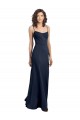 Sleeveless Scoop Neck Stretch Crepe Dark Navy Long Formal Dress / Bridesmaid Dress Bath