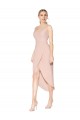 Sleeveless High Neck Stretch Crepe Mauve Knee Length High Low Evening Gown / Prom Dress / Bridesmaid Dress Bath