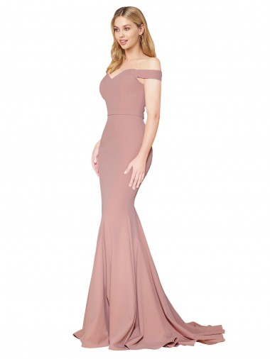 Sleeveless High Neck Stretch Crepe Dusty Pink Mermaid Sweep Train Formal Evening Gown / Prom Dress / Bridesmaid Dress Bath