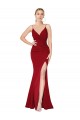 Sleeveless V-Neck Stretch Crepe Burgundy Mermaid Long Formal Evening Gown / Prom Dress / Bridesmaid Dress Bath