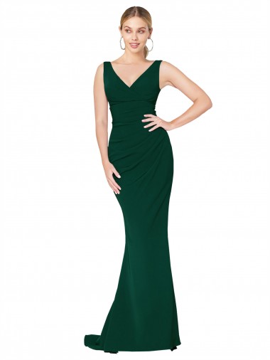 Sleeveless High Neck Stretch Crepe Midnight Green Long Formal Evening Gown / Prom Dress / Bridesmaid Dress Bath