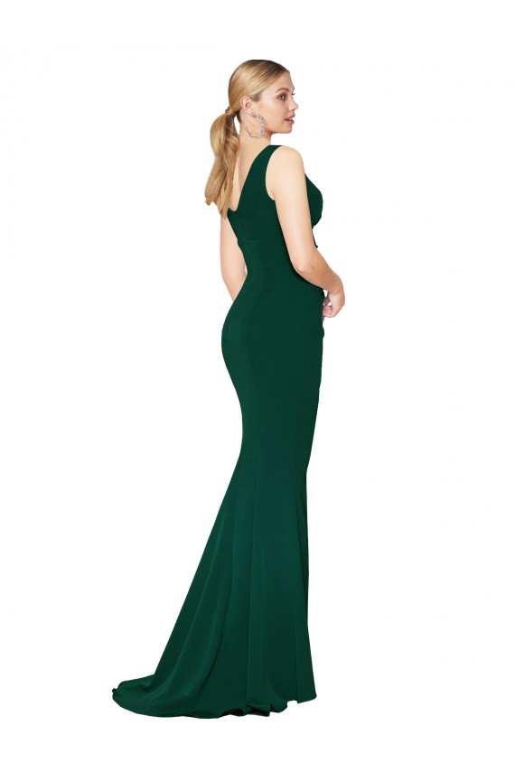 Sleeveless High Neck Stretch Crepe Midnight Green Long Formal Evening Gown / Prom Dress / Bridesmaid Dress Bath