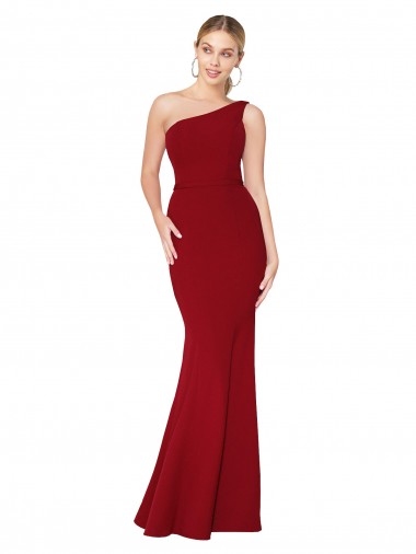 Sleeveless High Neck Stretch Crepe Burgundy Long Formal Evening Gown / Prom Dress / Bridesmaid Dress Bath