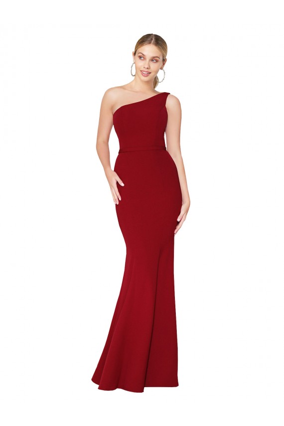 Sleeveless High Neck Stretch Crepe Burgundy Long Formal Evening Gown / Prom Dress / Bridesmaid Dress Bath