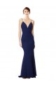 Sleeveless High Neck Stretch Crepe Navy Blue Long Formal Dress / Bridesmaid Dress Bath