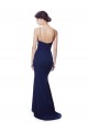 Sleeveless High Neck Stretch Crepe Navy Blue Long Formal Dress / Bridesmaid Dress Bath