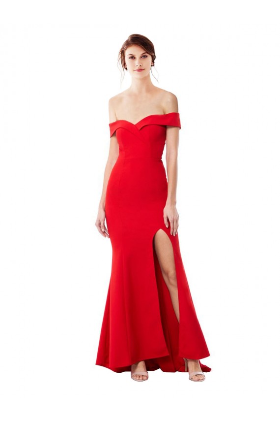 Sleeveless High Neck Stretch Crepe Red Long Formal Evening Dress / Prom Dress / Bridesmaid Dress Bath