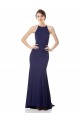 Sleeveless High Neck Stretch Crepe Navy Blue Long Bridesmaid Dress / Formal Dress Bath