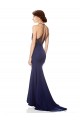 Sleeveless High Neck Stretch Crepe Navy Blue Long Bridesmaid Dress / Formal Dress Bath