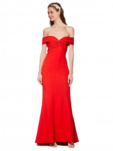 Sleeveless High Neck Stretch Crepe Red Long Bridesmaid Dress / Formal Dress Bath