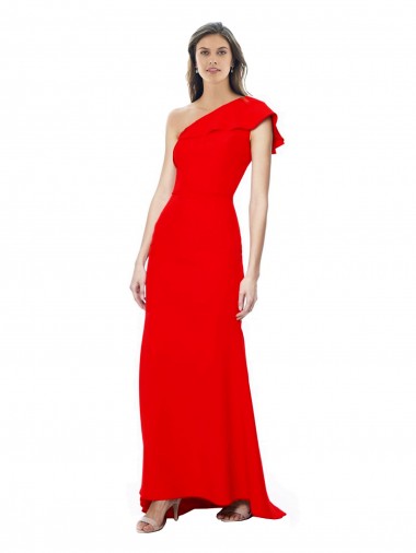 Sleeveless High Neck Stretch Crepe Red Long Formal Dress / Bridesmaid Dress Bath