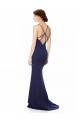 Sleeveless High Neck Stretch Crepe Navy Blue Long Formal Evening Gown / Prom Dress / Bridesmaid Dress Bath