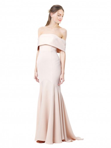 Sleeveless High Neck Stretch Crepe Nude Long Formal Evening Gown / Prom Dress / Bridesmaid Dress Bath