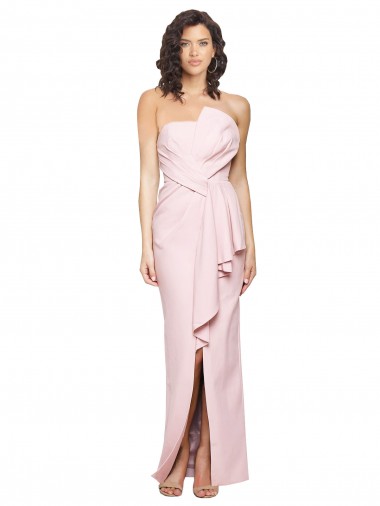Sleeveless Strapless Stretch Crepe Pink Long Formal Dress / Bridesmaid Dress Bath