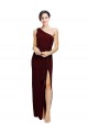 Sleeveless One Shoulder Stretch Crepe Burgundy Gold Long Black Tie Evening Gown / Prom Dress / Bridesmaid Dress Bath