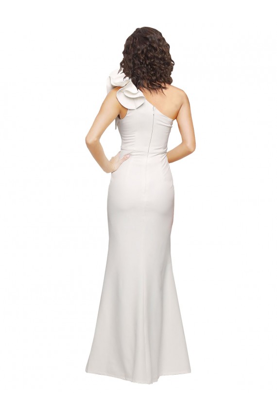Sleeveless One Shoulder Stretch Crepe Ivory Long Formal Evening Gown / Prom Dress / Bridesmaid Dress Bath