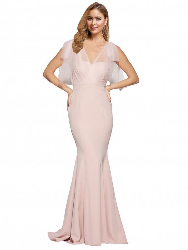 Sleeveless Sweetheart Stretch Crepe & Tulle Mauve Long Formal Dress / Bridesmaid Dress Bath