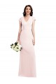 Cap Sleeves V-Neck Stretch Crepe Pink Long Formal Evening Gown / Prom Dress / Bridesmaid Dress Bath