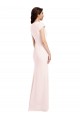 Cap Sleeves V-Neck Stretch Crepe Pink Long Formal Evening Gown / Prom Dress / Bridesmaid Dress Bath