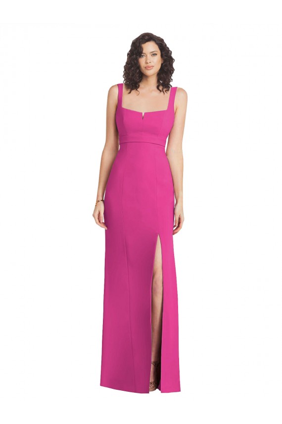 Sleeveless Square Neck Stretch Crepe Fuchsia Long Semi Formal Evening Dress / Prom Dress / Bridesmaid Dress Bath