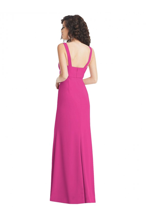 Sleeveless Square Neck Stretch Crepe Fuchsia Long Semi Formal Evening Dress / Prom Dress / Bridesmaid Dress Bath