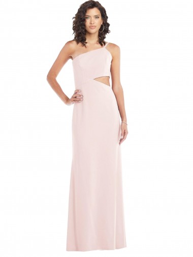 Sleeveless One Shoulder Stretch Crepe Pink Long Formal Evening Gown / Prom Dress / Bridesmaid Dress Bath