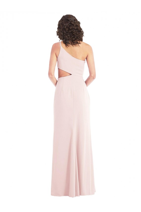 Sleeveless One Shoulder Stretch Crepe Pink Long Formal Evening Gown / Prom Dress / Bridesmaid Dress Bath
