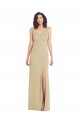 Sleeveless Square Neck Stretch Crepe Champagne Long Formal Evening Gown / Prom Dress / Bridesmaid Dress Bath