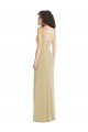 Sleeveless Square Neck Stretch Crepe Champagne Long Formal Evening Gown / Prom Dress / Bridesmaid Dress Bath