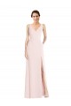 Sleeveless V-Neck Stretch Crepe Pink Long Black Tie Evening Dress / Prom Dress / Bridesmaid Dress Bath