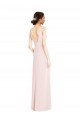 Sleeveless V-Neck Stretch Crepe Pink Long Black Tie Evening Dress / Prom Dress / Bridesmaid Dress Bath