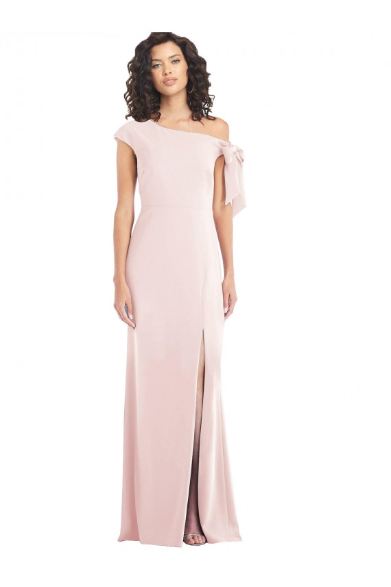 Cap Sleeves Off the Shoulder Stretch Crepe Pink Long Formal Evening Gown / Prom Dress / Bridesmaid Dress Bath