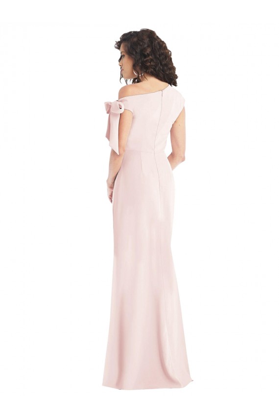 Cap Sleeves Off the Shoulder Stretch Crepe Pink Long Formal Evening Gown / Prom Dress / Bridesmaid Dress Bath