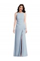 Sleeveless Halter Neck Stretch Crepe Light Sky Blue Long Formal Dress / Bridesmaid Dress Bath