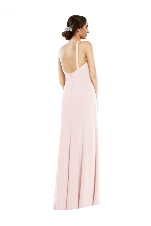 Sleeveless Halter Neck Stretch Crepe Pink Long Formal Evening Gown / Prom Dress / Bridesmaid Dress Bath